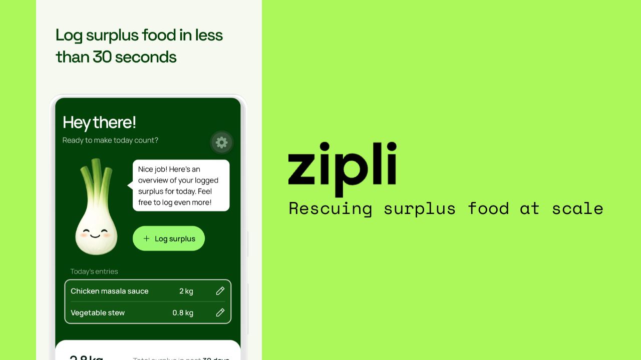 Zipli food surplus logging and redistribution platform, UX and technical build supported by Tingeworks